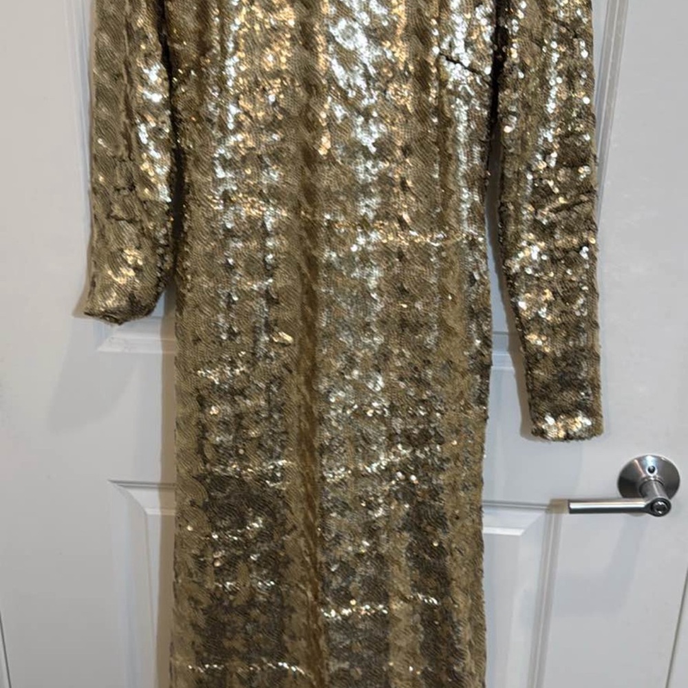 AKIRA Gold Sequin Maxi Dress